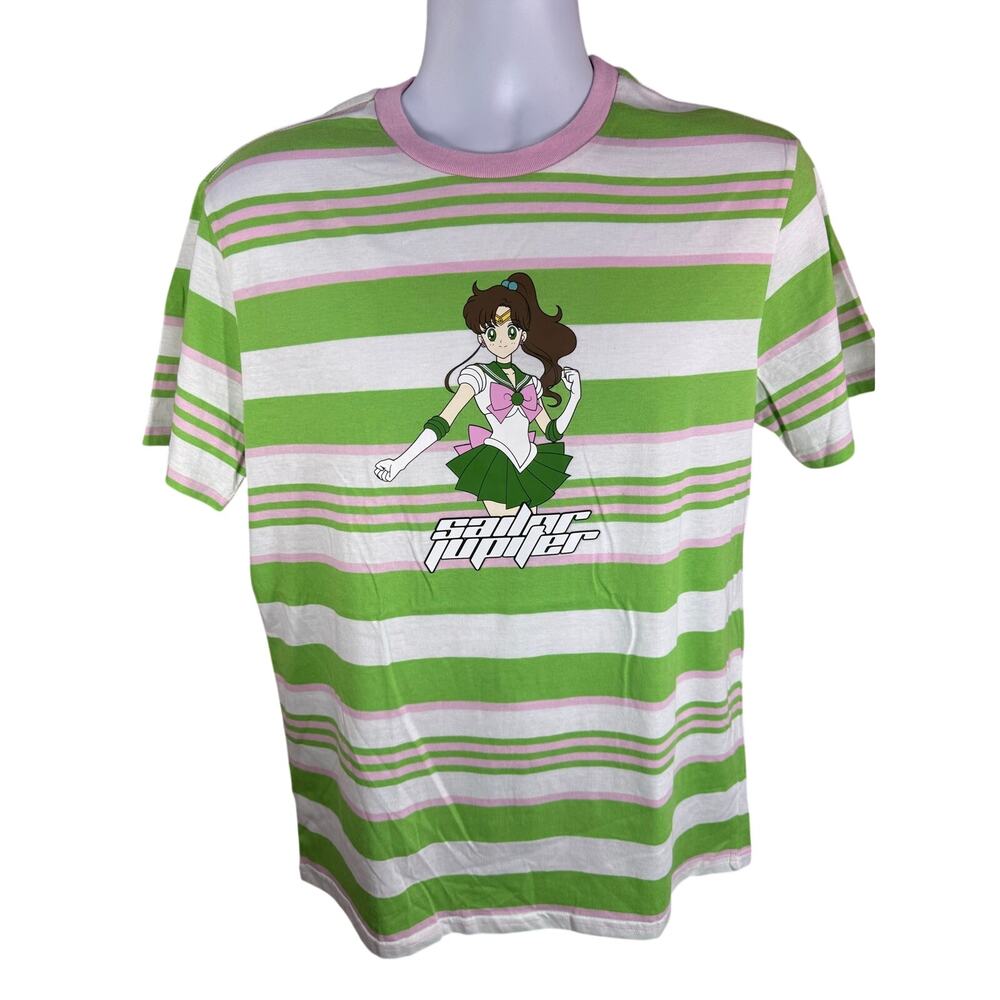 Sailor Moon Sailor Jupiter Portrait Stripe T-Shirt Green Medium